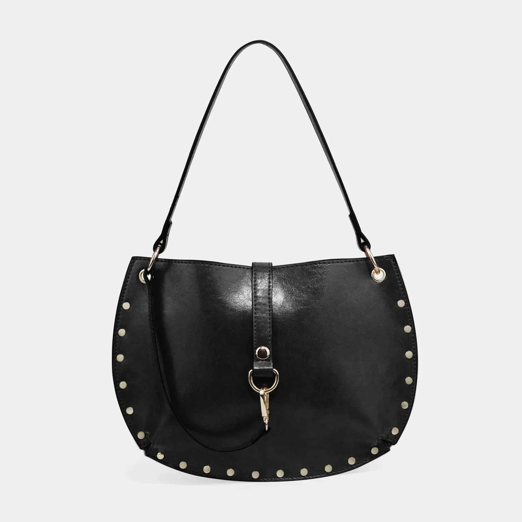 Women's Studded Crescent Saddle Bag