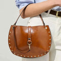 Women's Studded Crescent Saddle Bag