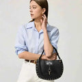 Women's Studded Crescent Saddle Bag