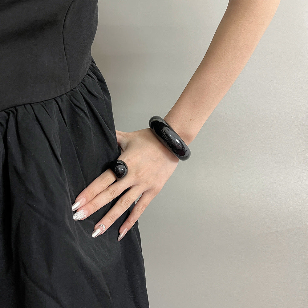 Women’s Stylish Retro Minimalism Niche Resin Bracelet Ring - electronic accessories