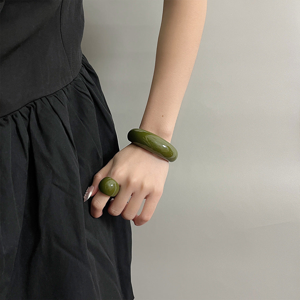 Women’s Stylish Retro Minimalism Niche Resin Bracelet Ring - electronic accessories