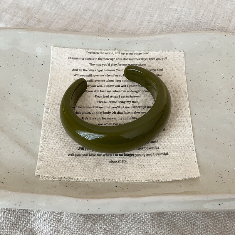 Women’s Stylish Retro Minimalism Niche Resin Bracelet Ring - Green - electronic accessories