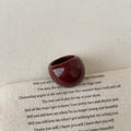 Women’s Stylish Retro Minimalism Niche Resin Bracelet Ring - Wine Red - electronic accessories