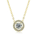 Women’s Stylish Round Zircon Pendant Clavicle Chain - Gold White Stone - electronic accessories
