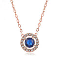 Women’s Stylish Round Zircon Pendant Clavicle Chain - Rose Gold Blue Stone - electronic accessories