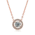 Women’s Stylish Round Zircon Pendant Clavicle Chain - Rose Gold White Stone - electronic accessories
