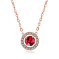 Women’s Stylish Round Zircon Pendant Clavicle Chain - Rose Redstone - electronic accessories
