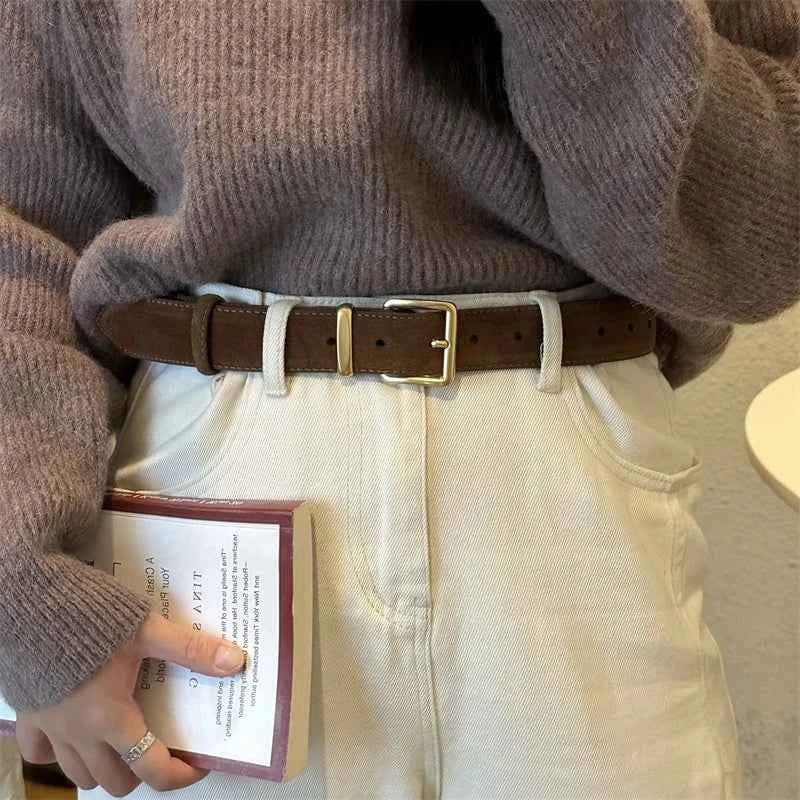 Women's Suede Cowhide Belts Genuine Leather