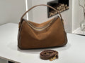 Women’s Suede Genuine Leather Crossbody Bag - Frosted Brown / 28x9x17cm