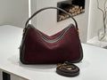 Women’s Suede Genuine Leather Crossbody Bag - Frosted Burgundy / 28x9x17cm