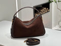 Women’s Suede Genuine Leather Crossbody Bag - Frosted Coffee / 28x9x17cm