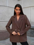 Women's Tie Waist Blazer Coat Oversized Padded Shoulder