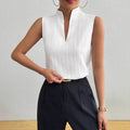 Women’s Top Solid Color And V-neck Slim Fit Slimming Sleeveless Short Sleeve - White / L - Other