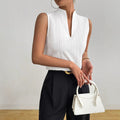 Women’s Top Solid Color And V-neck Slim Fit Slimming Sleeveless Short Sleeve - Other