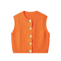 Women’s Top Vest Round Neck Sleeveless - Orange / M