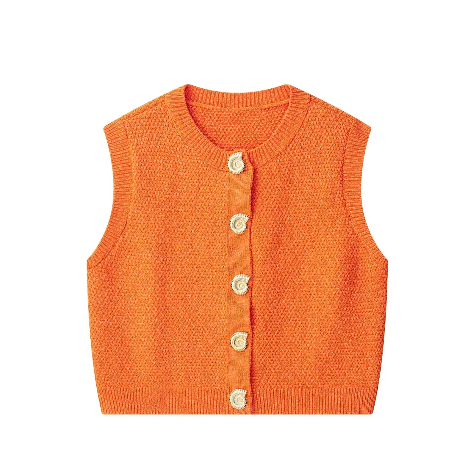 Women’s Top Vest Round Neck Sleeveless - Orange / M