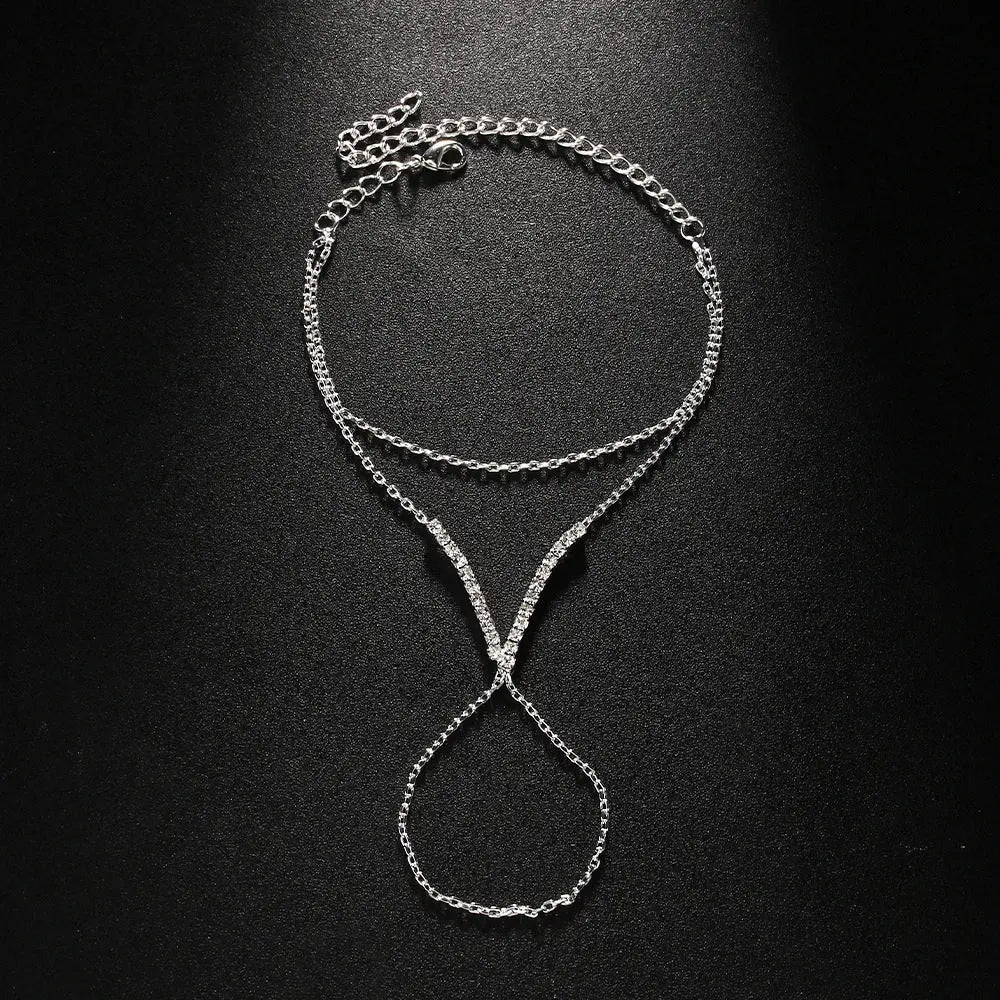 Women’s V-finger Simple Copper Bracelet Silver Double-layer - electronic accessories