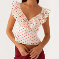 Women’s V Neck Crop Top - WHITE / L