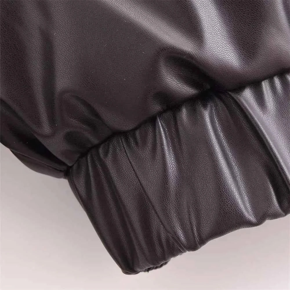 Women's Versatile Long Sleeve Imitation Leather Loose Jacket Coat