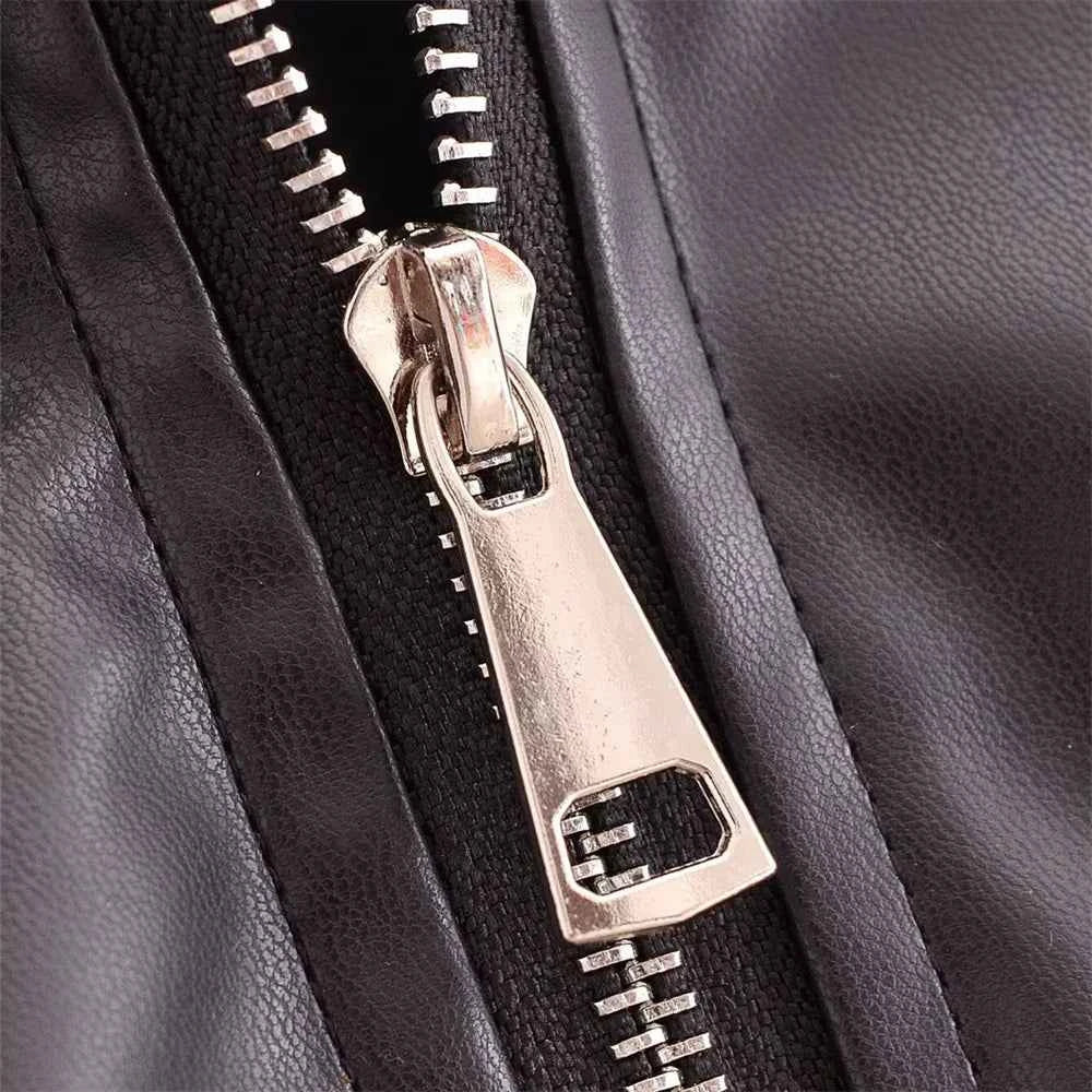 Women's Versatile Long Sleeve Imitation Leather Loose Jacket Coat