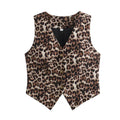 Women’s Vest Fashion Leopard Summer V-Neck Single-breasted - L / Other