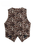 Women’s Vest Fashion Leopard Summer V-Neck Single-breasted - Other
