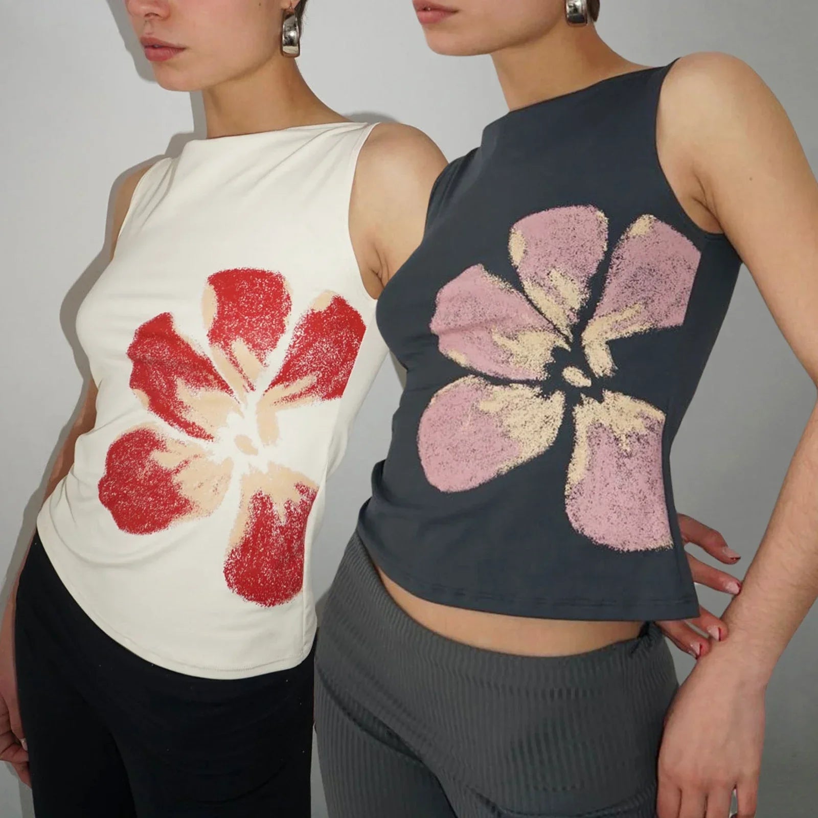 Women’s Vintage Crop Tank Tops Slim Fitted Aesthetic - Other