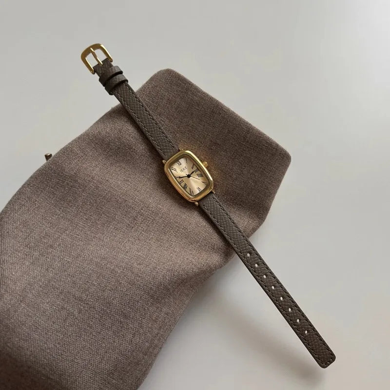 Women’s watch Fashion Square Gold Case Black Brown