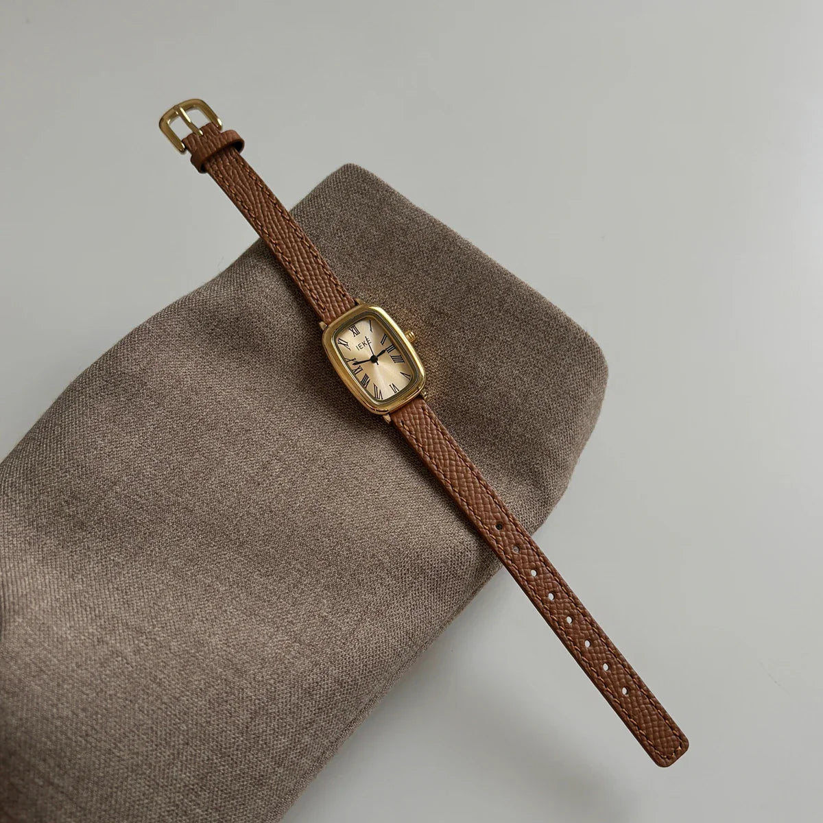 Women’s watch Fashion Square Gold Case Black Brown