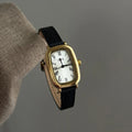Women’s watch Fashion Square Gold Case Black Brown - B