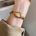 Women's Watch Natural Premium Jade Gold Silver Bracelet Quartz