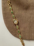 Women's Watch Natural Premium Jade Gold Silver Bracelet Quartz
