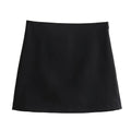 Women’s Wear Button Decoration Slim Fit Tank Top High Waist A-line Skirt Short - black / L