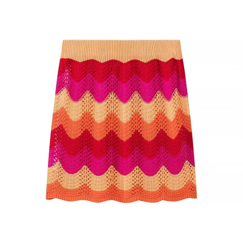 Women’s Western Style Knitted Top Half Skirt Set