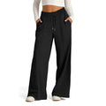 Womens Wide Leg Sweatpants High Waisted - black / XL