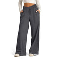 Womens Wide Leg Sweatpants High Waisted - dark grey / XXL