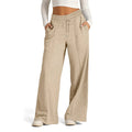Womens Wide Leg Sweatpants High Waisted - khaki / S