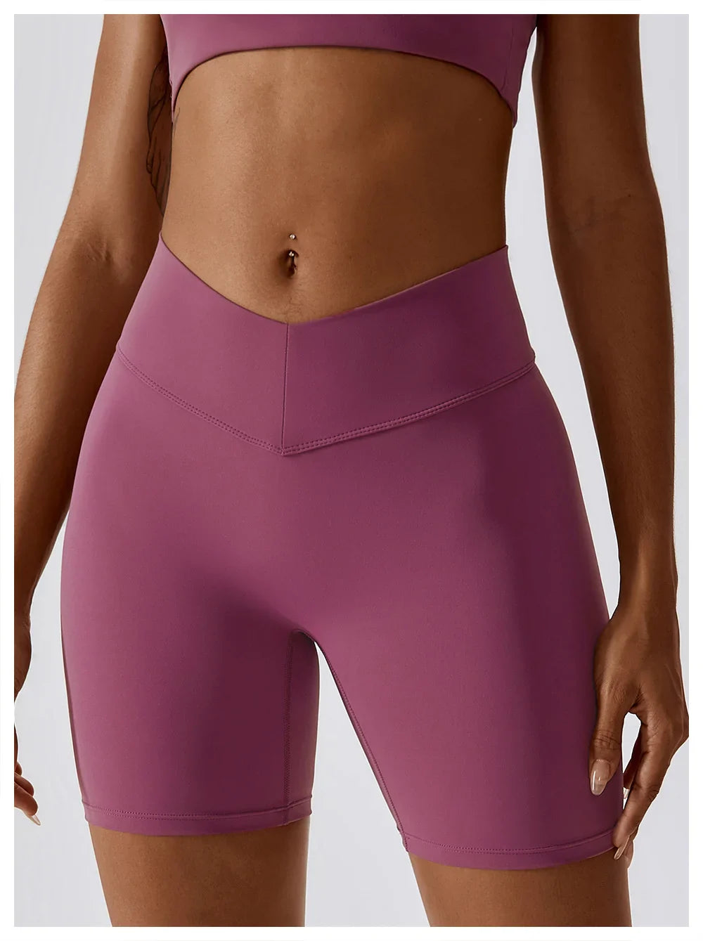 Women’s Yoga Gym Shorts High Triangle Waist - PURPLE / XL / CHINA