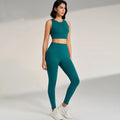 Women’s Yoga Suit Solid Color Sportswear Tight Top Leggings Tank Long Pants Set