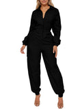 Work Jumpsuit Women’s Pocket Elastic Waist Zipper