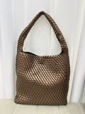 Woven Bag Purses and Handbags PU Leather For Women - Bronze / 30cmx15cmx34cm / CHINA
