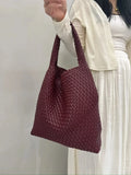 Woven Bag Purses and Handbags PU Leather For Women - Encore red / 30cmx15cmx34cm / CHINA