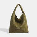 Woven Bag Purses and Handbags PU Leather For Women - Olive green / 30cmx15cmx34cm / CHINA