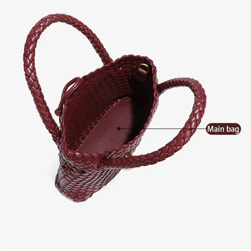 Woven Crossbody Tote Bag for Women Vegan Leather