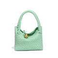 Woven Crossbody Tote Bag for Women Vegan Leather - Light Green