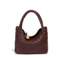 Woven Crossbody Tote Bag for Women Vegan Leather - Dark Coffee