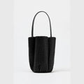 Woven Effect Bucket Bag - black