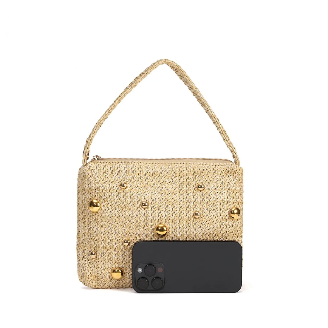 Woven Handbags Summer Metal Round Handle Straw Bag - 2