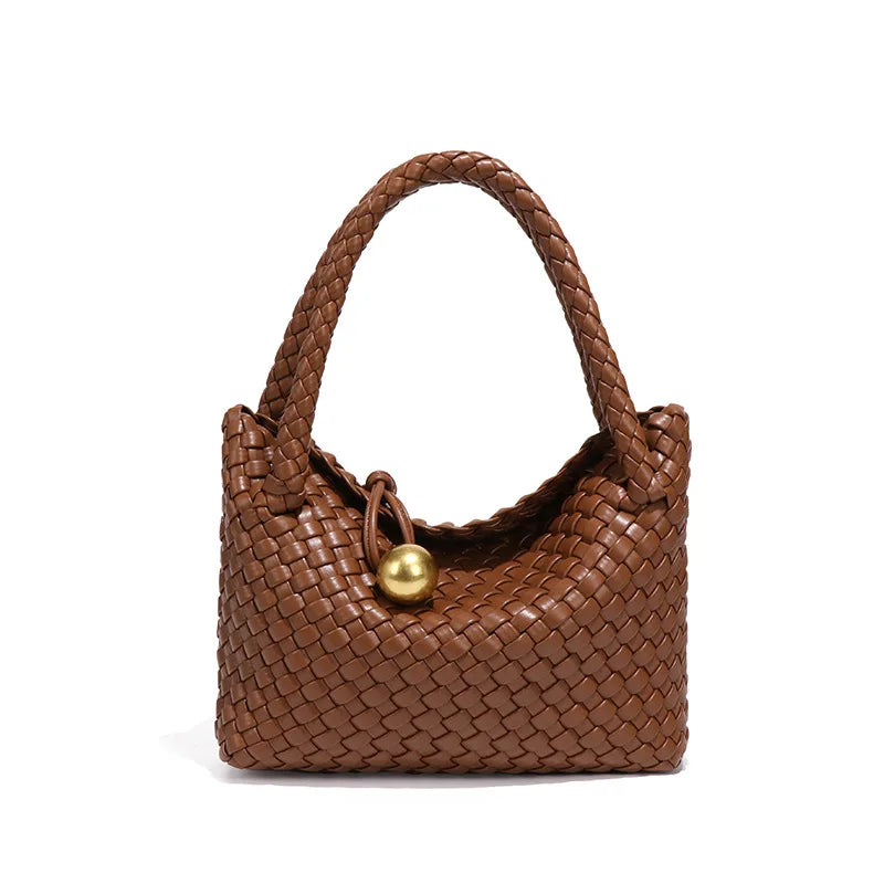Woven Shoulder Bag for Women Crossbody Tote - Brown