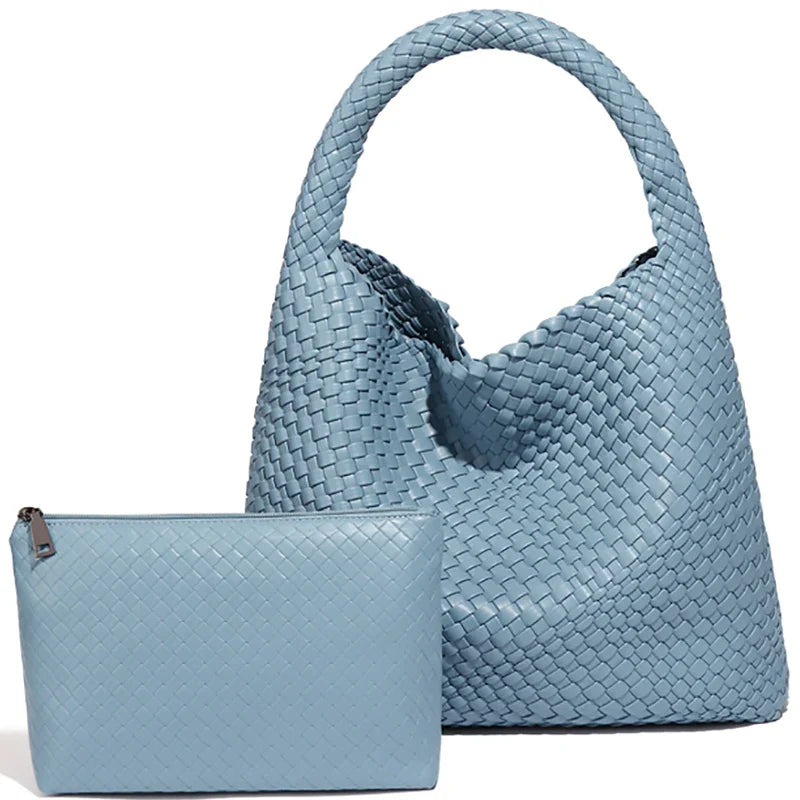 Woven Tote Bag for Women Large Handbag Soft Leather